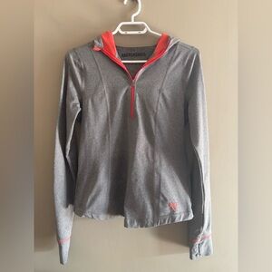Abercrombie & Fitch Gray and Orange Quarter-Zip Top
